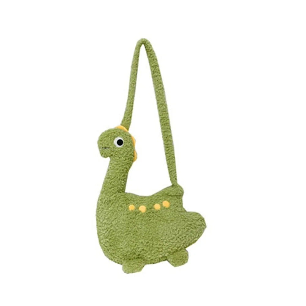 Casual Zipper Long Neck Dinosaur Bag Solid Color Large Capacity Cartoon Crossbody Bag Shoulder Bags Streetwear