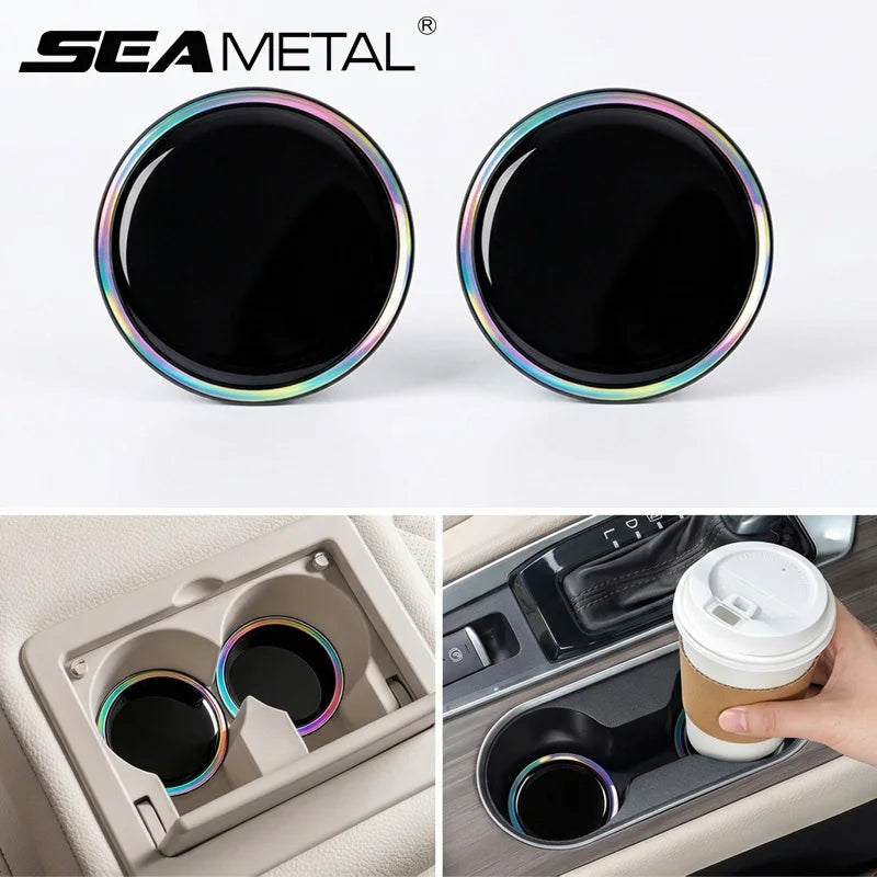 SEAMETAL 2pcs Car Water Cup Holder Mat Three-Layer Thickened Insert Car Cup Coaster Waterproof Universal Silicone Anti Slip Pad