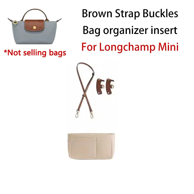 Felt Bag Organizer For Longchamp Bag Mini S M Size Backpack Support Handbag Tote Bag Organizerinner Bag Liner Bags Accessories