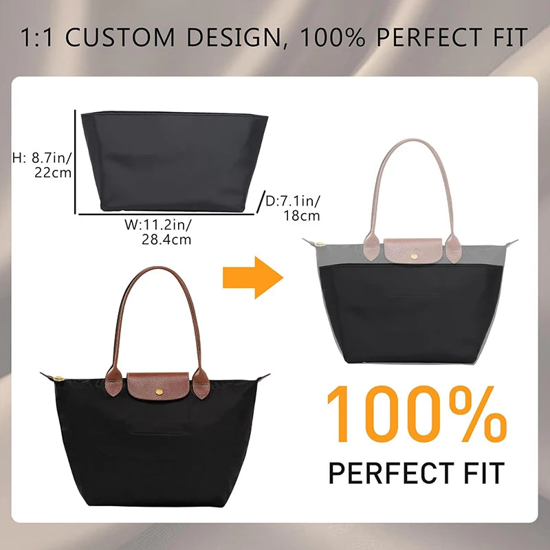 Nylon Purse Organizer Insert For Longchamp Le Pliage Large Tote Handbags Lghtweight Luxury Insert Bag Divider Shaper