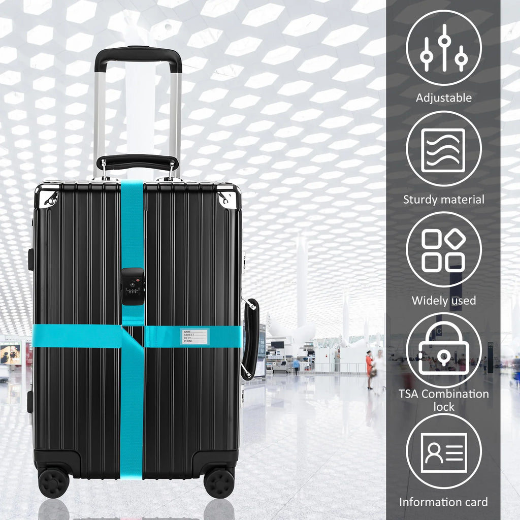 Anti-theft Luggage Buckle Cross Strap TSA Customs Lock Luggage Cross Belt Adjustable Packing Baggage Suitcase Belts Accessories