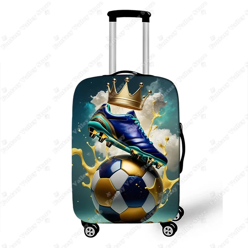 Cool Football Soccer Ball with Crown Luggage Cover for Travel Elastic Trolley Case Covers Anti-dust Suitcase Protective Cover