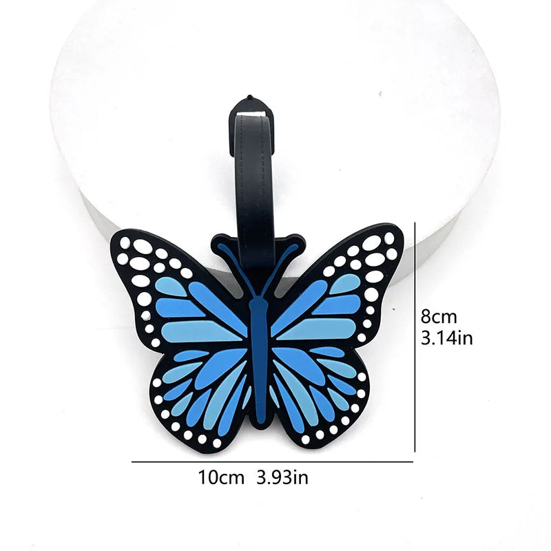 4 Color Travel Accessories Cute  Butterfly Luggage Tag Silica Gel Suitcase ID Address Holder Baggage Boarding Tag Portable Label