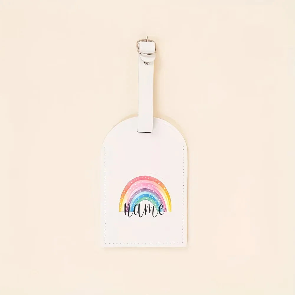 Custom Personalized Rainbow Name Luggage Tags PU Material Suitcase Travel Accessories Bag Tags Birthday Wedding Gifts