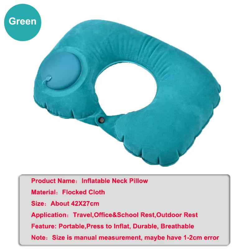 Inflatable Neck Travel Pillow Airplane Pillow U-shaped Cervical Orthopedic Protection Pillow Outdoor Portable Foldable Pillow