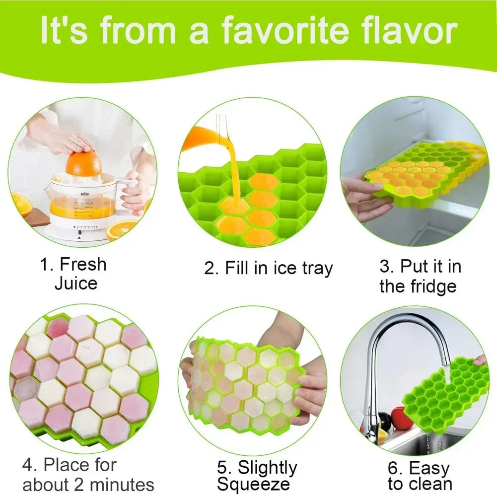 4/1PCS 37 Grids Silicone Ice Cube Mold Large-capacity Ice Trays Food Grade Reusable Ice Maker with Lids Cocktail Kitchen Tool