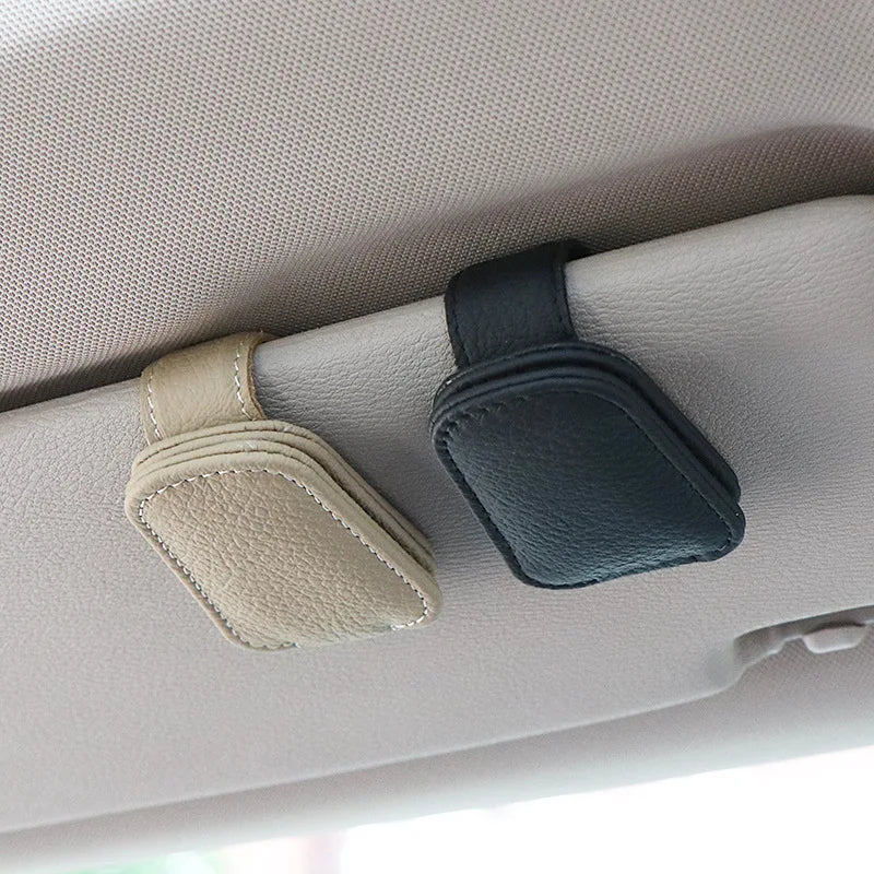 1Pcs Sunglasses Suitable for Car Holder Sunshades Magnetic Leather Sunglasses Clip and Ticket Clip Car Sunshade Accessories
