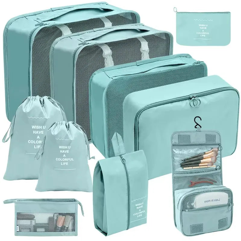 7/8/9/10/11 Pcs Set Travel Organizer Storage Bags Suitcase Packing Cubes Set Cases Portable Luggage Clothes Shoe Tidy Pouch
