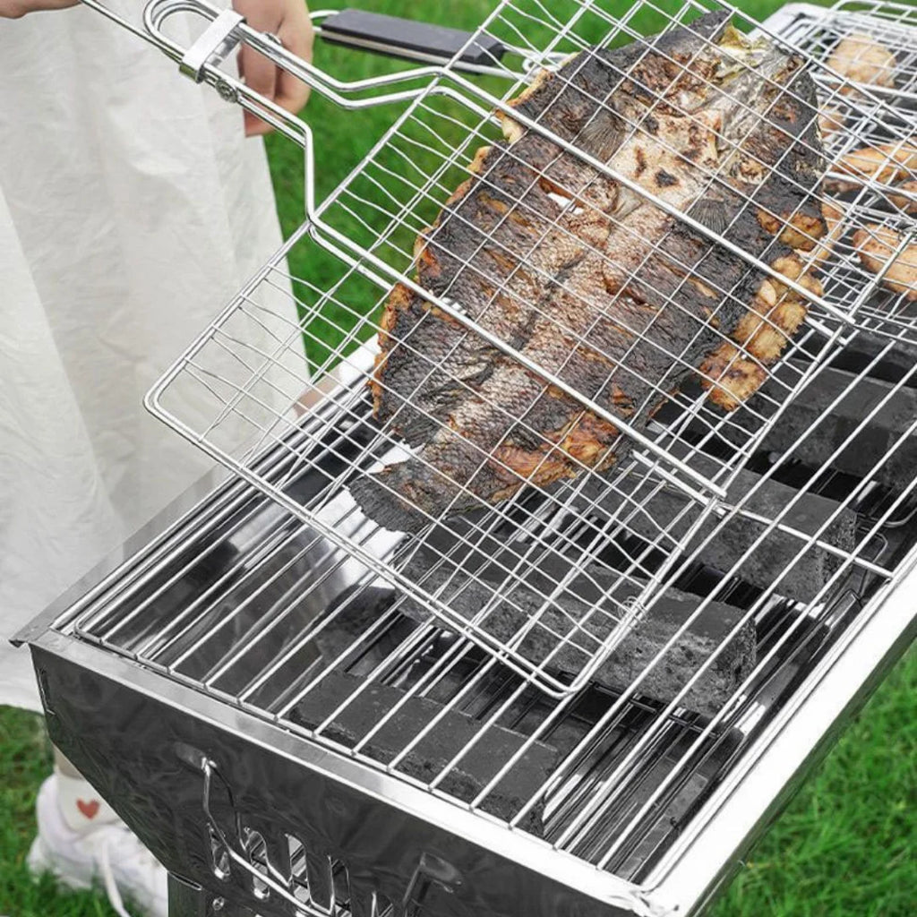 Grill Basket bbq net BBQ Basket Large Folding Grill Basket with Removable Handle.Grill Baskets for Outdoor Grill