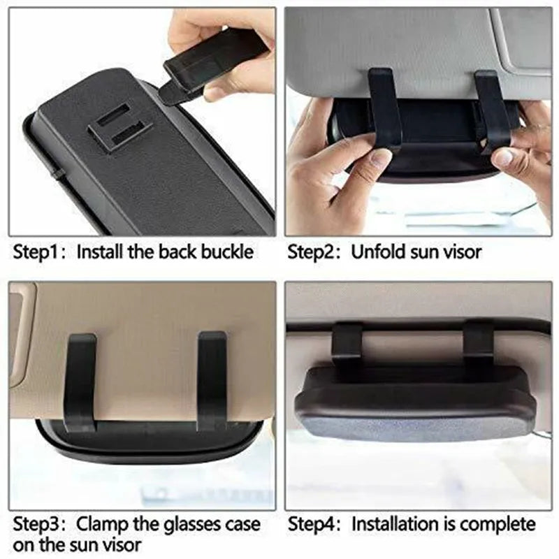 Universal Car Glasses Box Portable Sunglasses Holder Multifunction Driving Eyeglass Holder Sun Visor Lenses Case Car Accessories