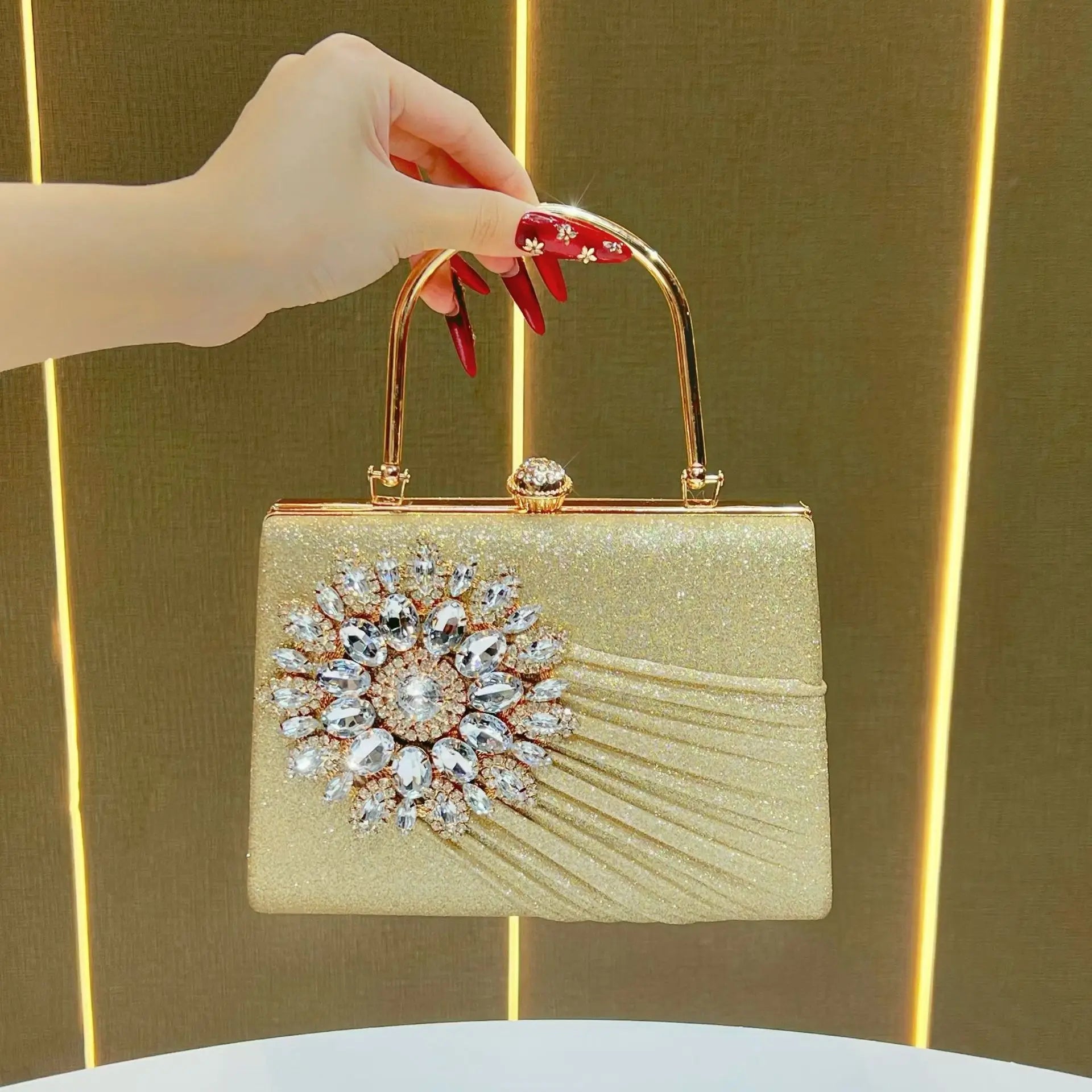 Dinner bag niche diamond-encrusted handbag single shoulder oblique span banquet evening bag fashion handbag