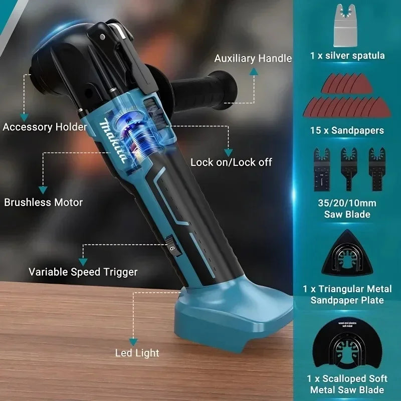 Makita 18V DTM51 Cordless Oscillating Multi-Tool 6-Speed Quick Release Electric Trimmer Shovel for Vibration Dampening