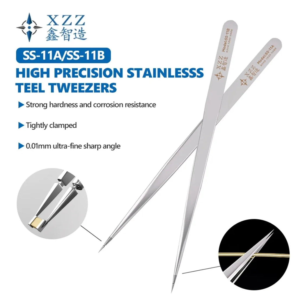 Precision Tweezers 0.01mm Tip - Anti-Slip 3D Stainless Steel Tweezers for Phone Repair, Flywire Handling, PCB & Micro Soldering