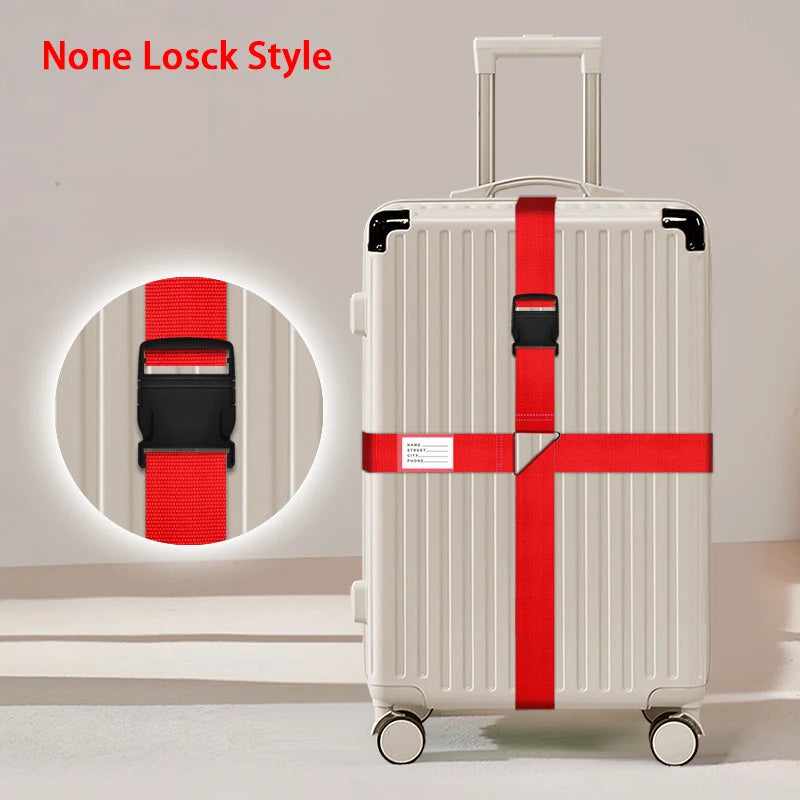 Nylon Cross Luggage Straps with Name ID Card Adjustable Bundling Packing Baggage Belt Password Lock Anti-lost Travel Accessories