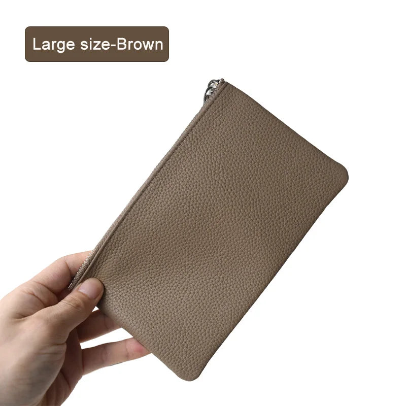 All Genuine Cow Leather Fashion Women Small Wallet For Ladies Zipper Card Purse Key Storage Bag High Quality Short Wallet Female