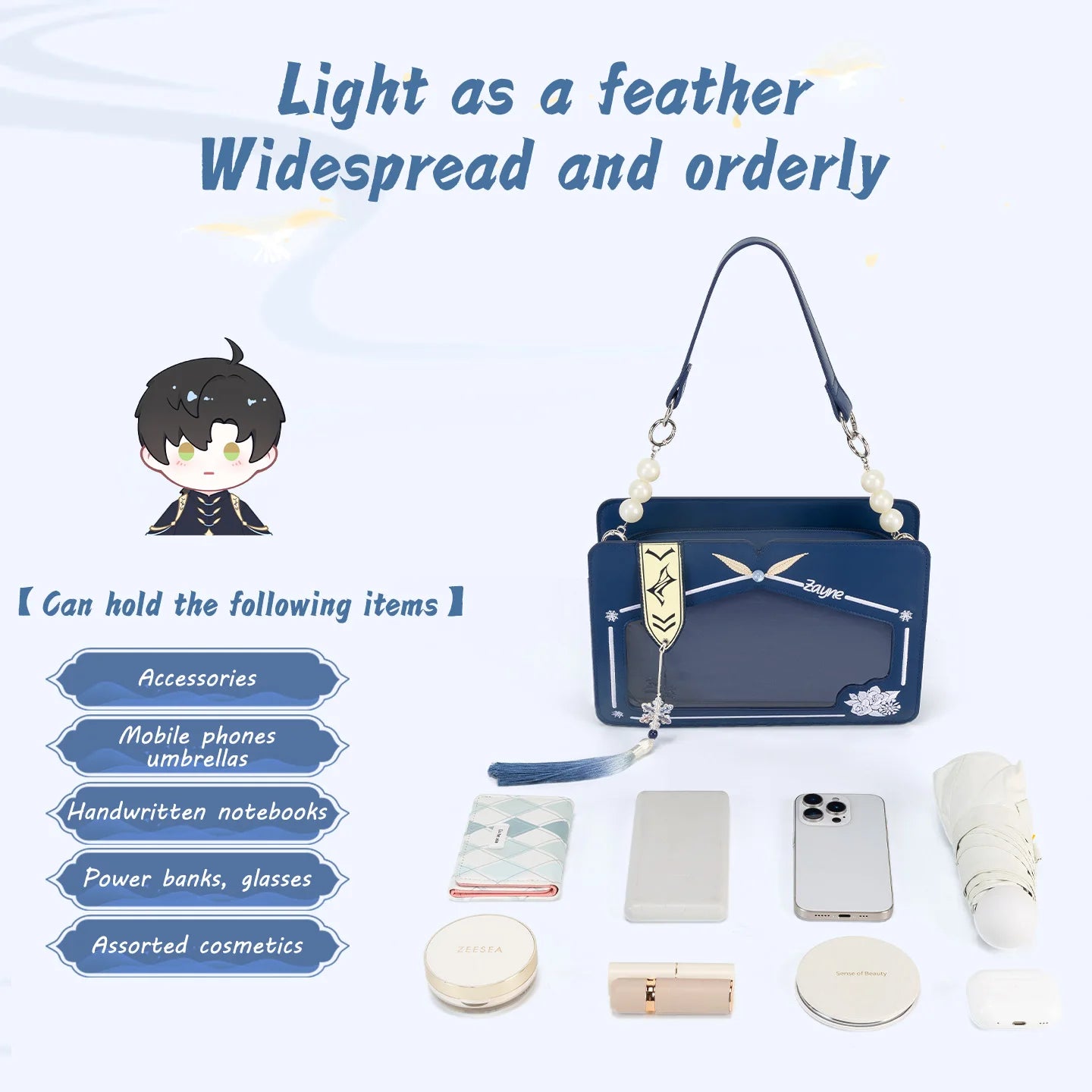 Love and Deepspace Shoulder Bag For Woman Transparent Moli Ita Bag Floral Embroidery Bolsos Mujer Square Sac Femme Bolsas Original Messenger Bolsa