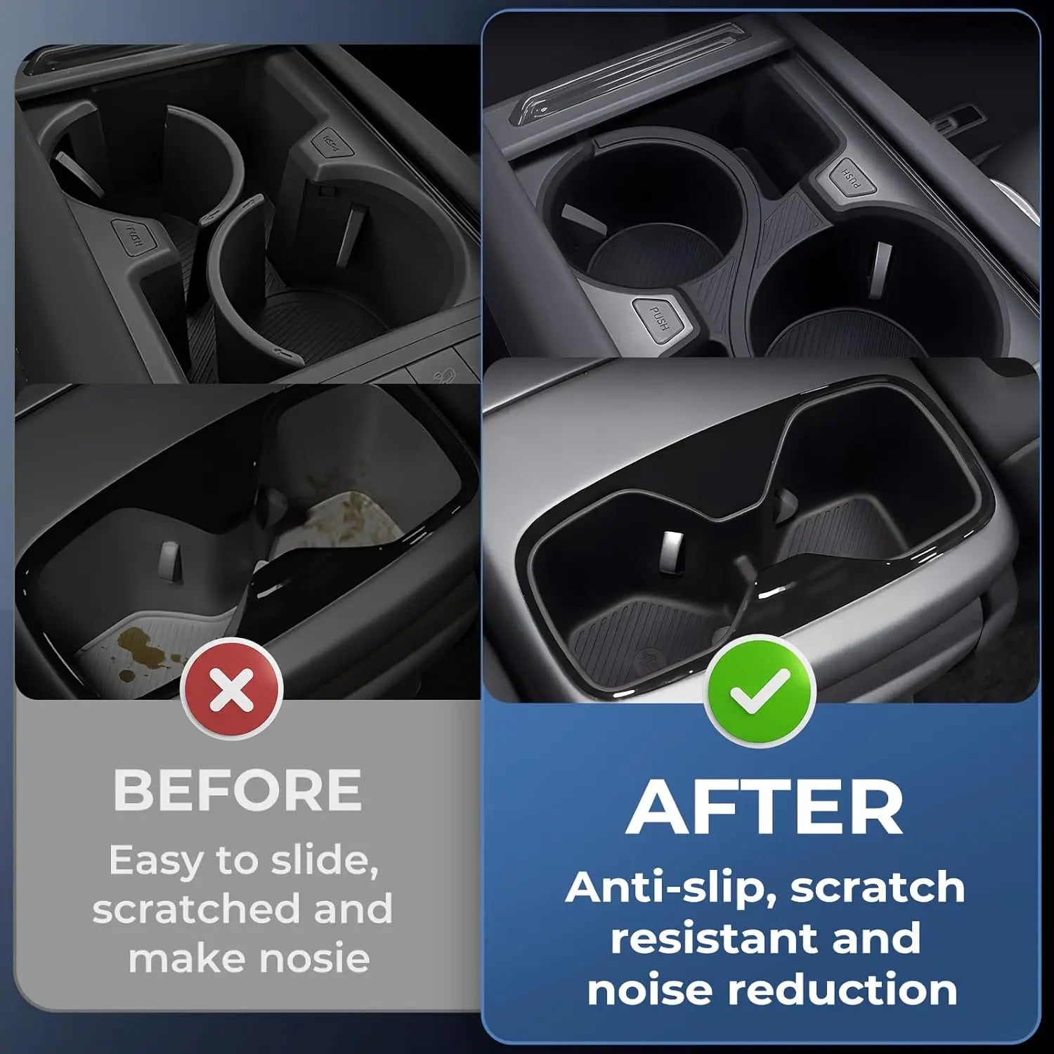 Cup Holder Inserts for KIA EV9 2024-2026 Land/GT-Line/GT TPE Center Console Front Rear Cup Holder Liner Protector  Accessories