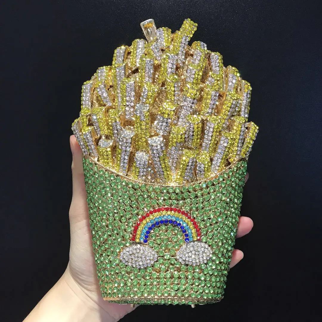 Daiwei Factory Wholesale Food Styling Metal Diamond Purse Luxury Crystal Bags Women's Rhinestone Evening Bags Handbag in Stock