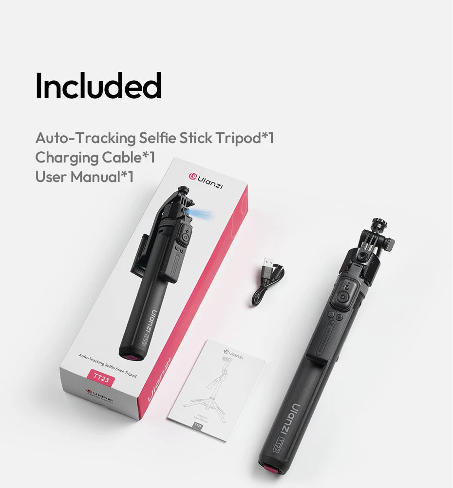 Ulanzi TT23 Auto-Tracking Selfie Stick Tripod Foaldable Selfie Tripod for Smartphone Camera for Gopro with Bluetooth for Travel