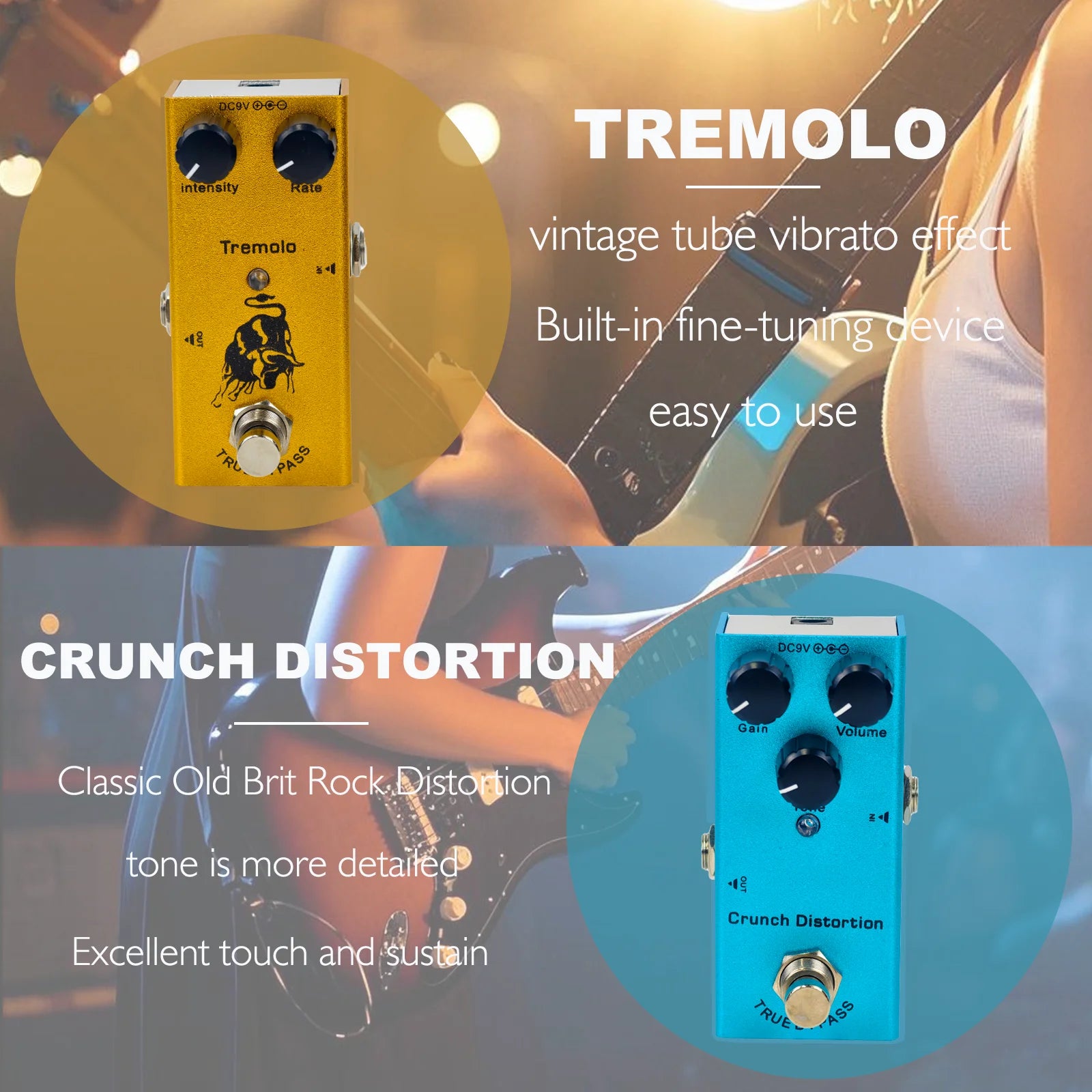 Electric Guitar Pedal: Overdrive/Distortion/Chorus/Delay/Tremolo/Analog Delay, True Bypass