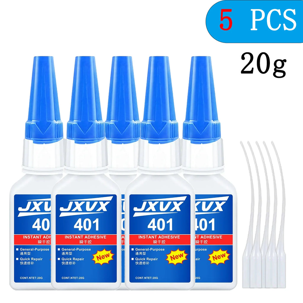 Extra-Strong Super Glue 401/502 for Metal and Plastic, 20 g – 5S Instant-Curing Cyanoacrylate Adhesive for Tool Repair