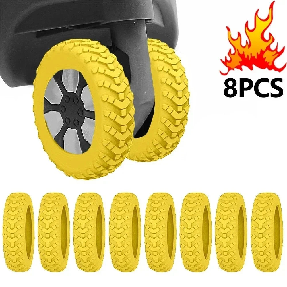 8PCS/Set Suitcase Wheels Protection Cover Silent Rubber Luggage Roller Cover Trolley Box Casters Cover Travel Luggage Caster Sho