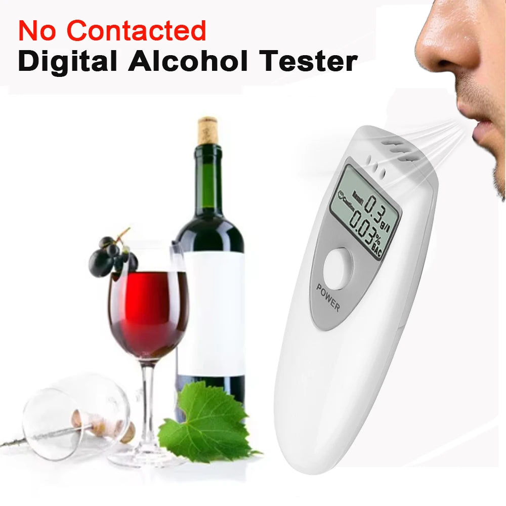 No Contacted Digital Alcohol Tester Portable Breath Alcohol Analyzer Breathalyzer Detector Alcohol Detection LCD Screen