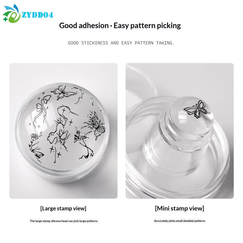 ●Jelly Silicone Nail Stamper With Dust Cover Transparent Nail Templates Stamp For Stamping Polish Printing Manicure Tools