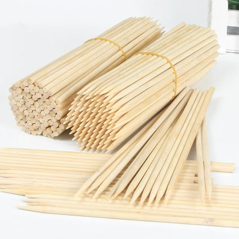 100pcs 20-50CM Disposable Food Sticks Bamboo Skewers Food Bamboo Meat tool Barbecue Party Disposable Long Sticks BBQ Accessorie