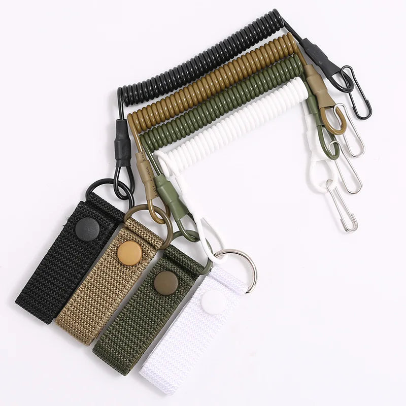 Elastic Lanyard Rope Tactical Anti-lost Military Spring Safety Strap Gun Rope For Key Ring Chain Flashlight Hunting Accessories