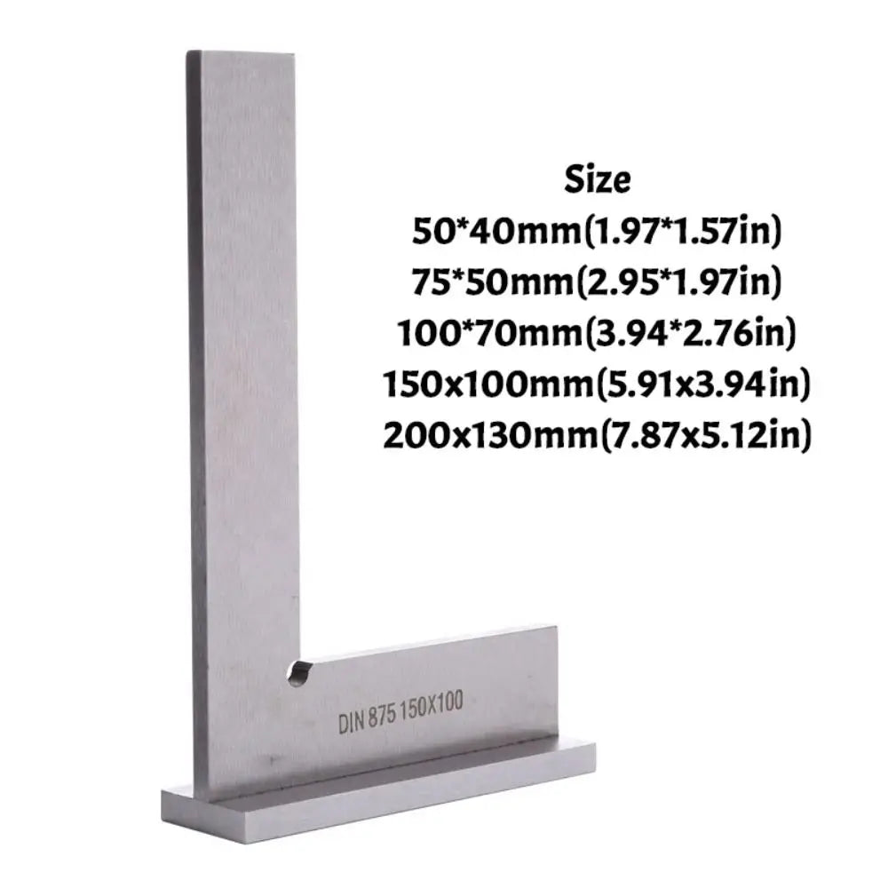 Durability Stainless Steel Try Square 90 Degree Flat Edge Square Angle Ruler Thickened With Base Carpentry Ruler