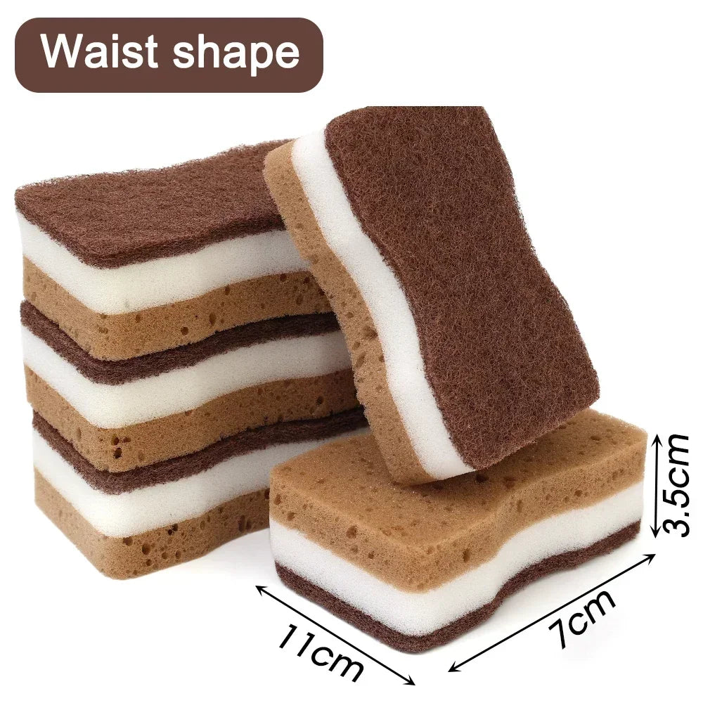 30/5Pcs Scrub Sponges Double-sided Thickened Sandy Fiber Seaweed Sponge Kitchen Dishwashing Cleaning Wipes Magic Scouring Pads
