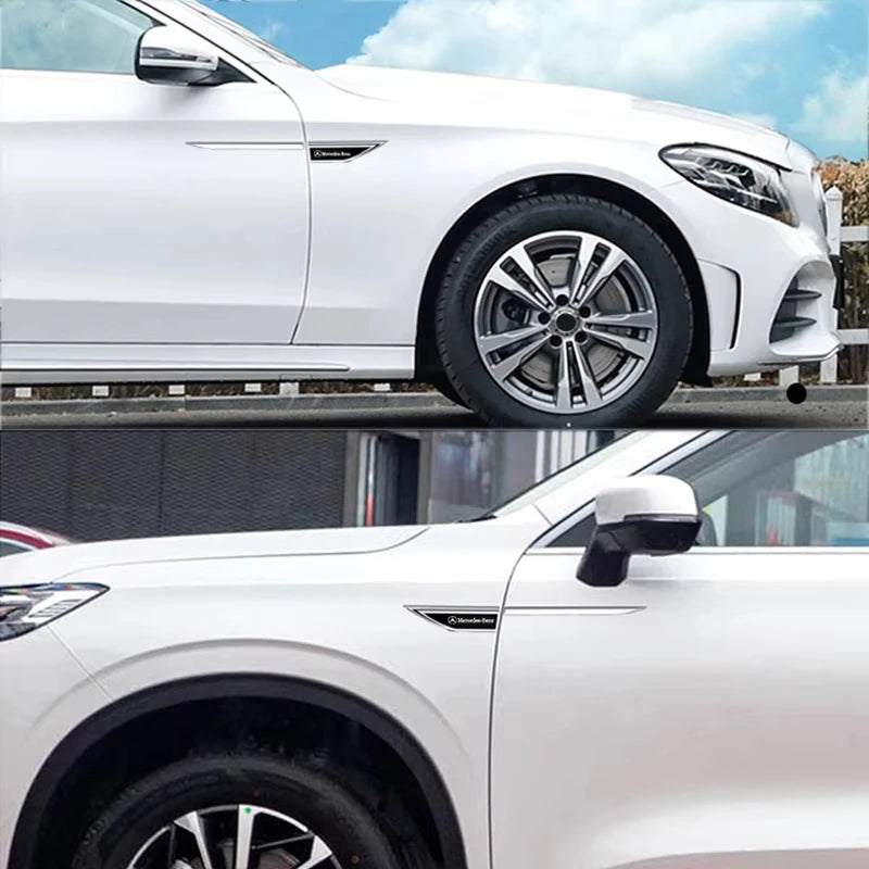 2Pcs Metal Car Stickers Badge For Mercedes Benz MB AMG W204 W205 W203 W211 W212 W213 W201 W210 W124 W169 Auto Fender Side Decals