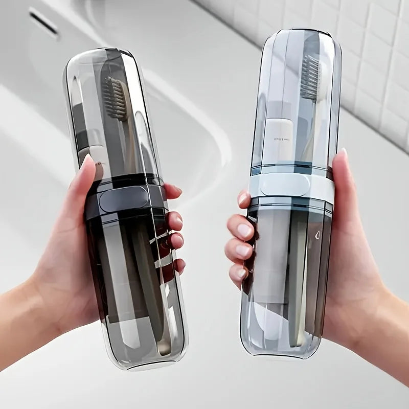 Portable Toothbrush Travel Kit with Mouthwash Cup & Clear Storage Case - Essential for On-the-Go Oral Care, Travel Essentials