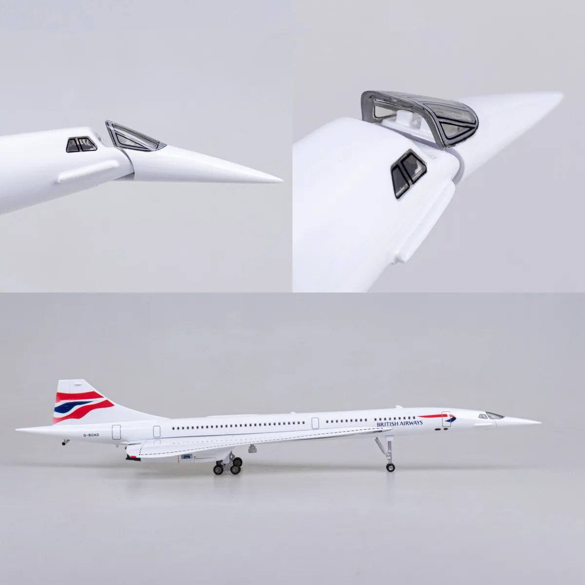 New 1:125 Scale Diecast British Airways Concorde Resin Airplane Airbus With Light Toy Plane Collection Display Decoration Fans