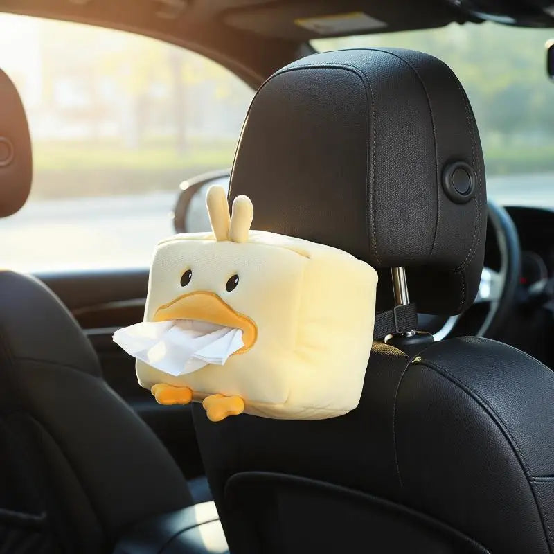 Cartoon Tissue Box Holder Cute Short Plush Tissue Boxes Bracket Auto Armrest Box Car Seat Back Car Decorations Car Tissue Holder