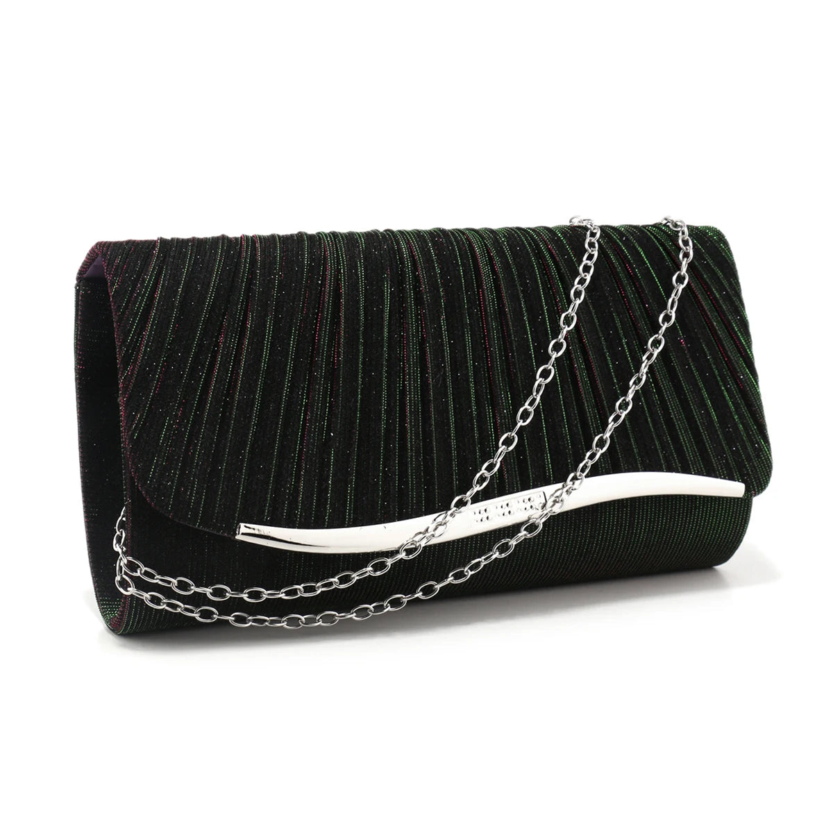 Purple Color New Color Ruched Women Evening Bags Glitter Fashion Envelope Design Cover Handbags With Shoulder Purse Clutch Purse