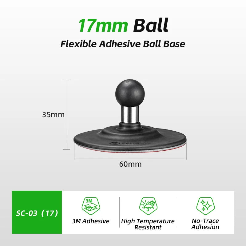 FANAUE 1 Inch Ball Mount Flexible Adhesive Suction Cup Car Dashboard Suction Cup for GPS Camera Smartphones Accessories