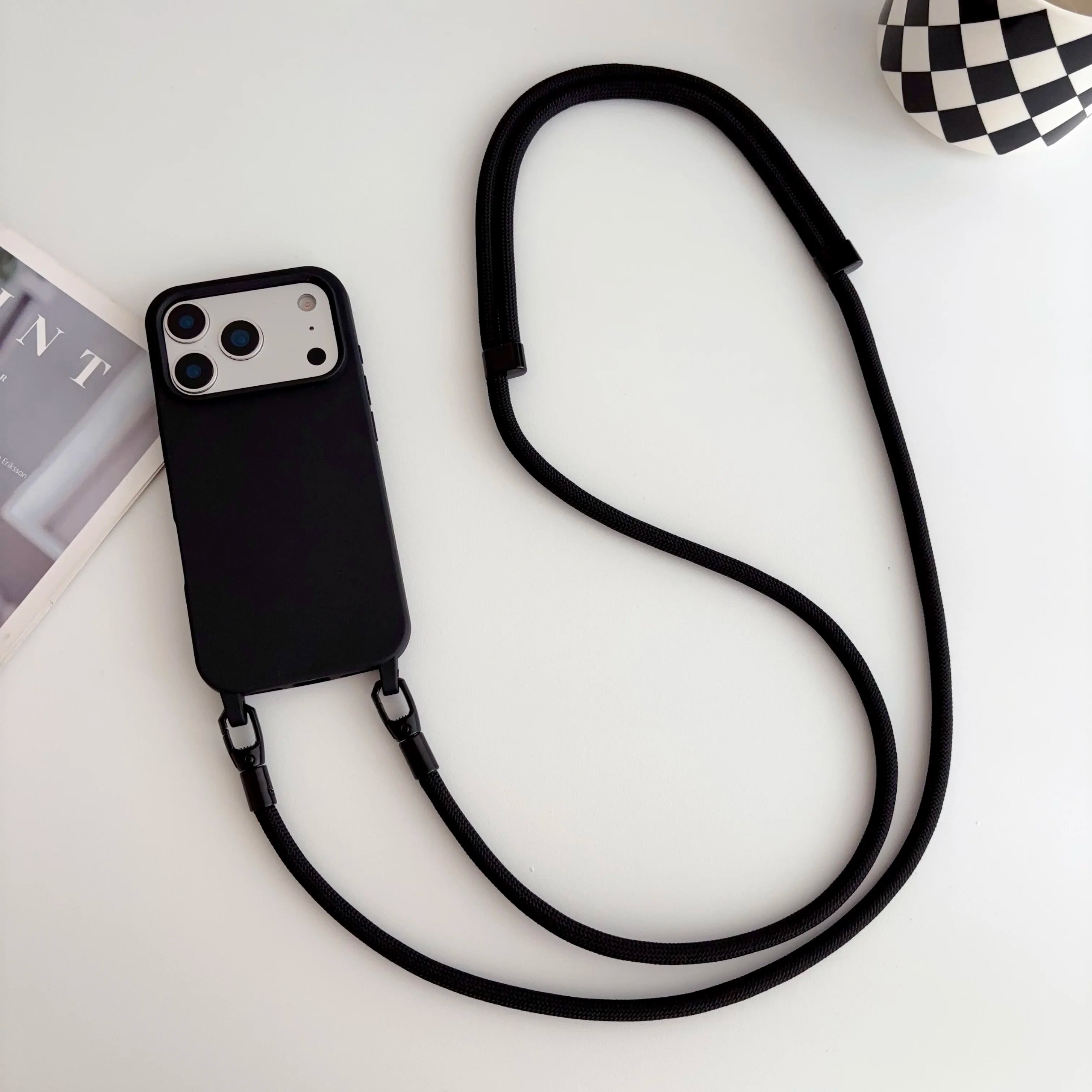 Candy Crossbody Necklace Strap Phone Case For iPhone 17 Pro Max Air 16 15 14 Plus 13 Pro Max 16e 17e Simple Lanyard Soft Cover