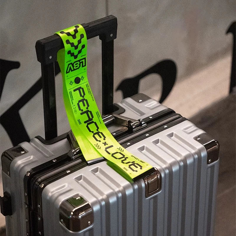 CHASE PEACE LOVE A81 Luggage Tag Fluorescent Green Travel Suitcase Identifier Strap, Anti-Lost Suitcase Label for Airplane