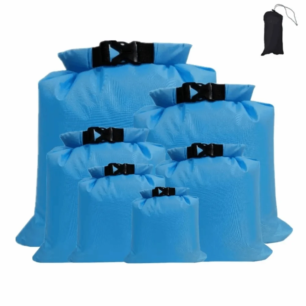 6 Pcs/Set Polyester Taffeta Outdoor Waterproof Storage Bags Lightweight Multi-Size Waterproof Storage Bags Waterproof Dry Bags