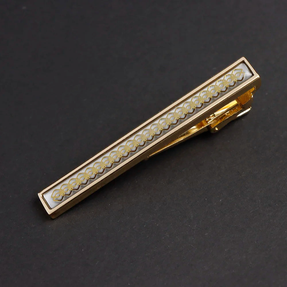 New High Quanlity Classic Golden Sliver 6cm Designer Metal Tie Clips Set Necktie Pin For Men Business Banquet Accessories Gift