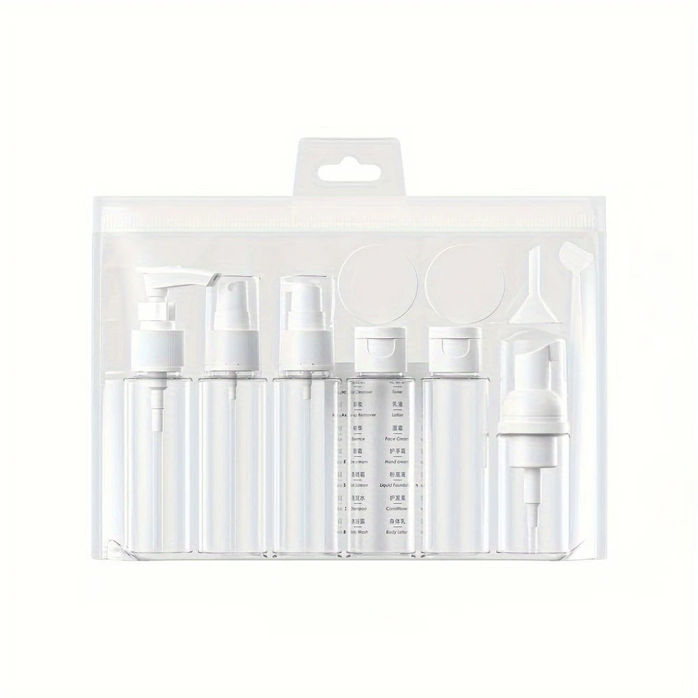 11pcs/set PET black and white travel portable separate bottle shampoo bath lotion toner lotion essence separate package