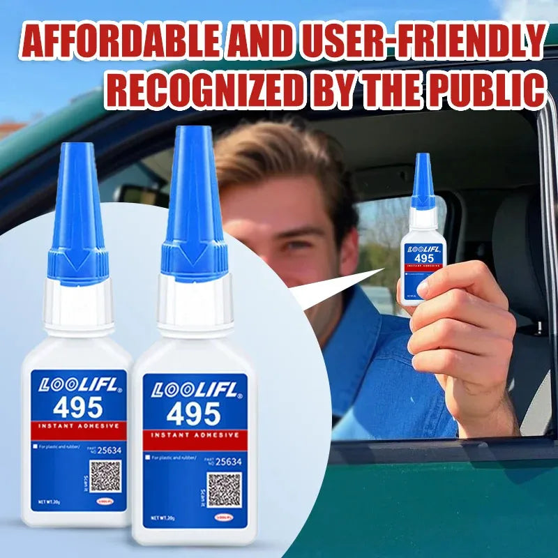 Instant Adhesive 495 Fast-Drying Glue High-Strength Bond for Plastic Metal PVC Rubber Transparent Quick-Set Adhesive