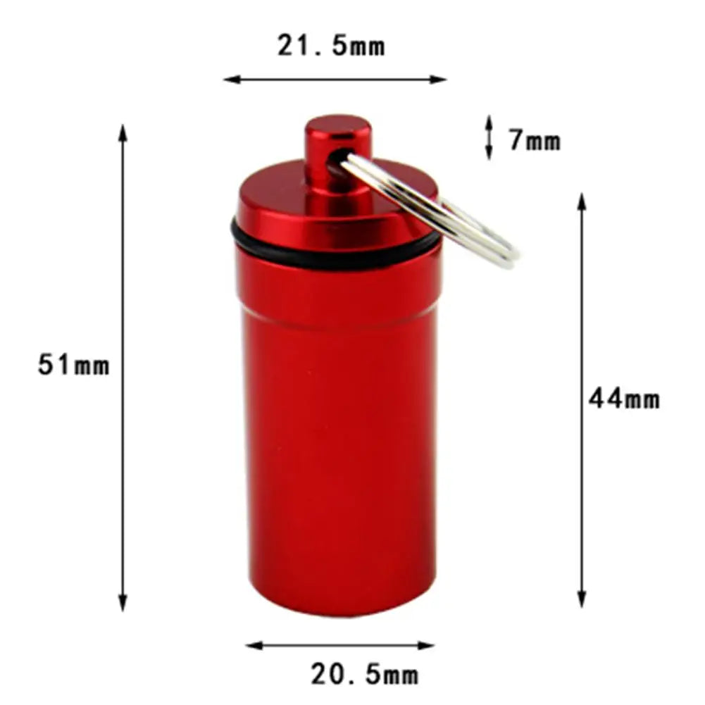 Portable Aluminum Alloy Waterproof Pill Medicine Storage Case Holder Container Capsule First Aid Key Ring Keychain Outdoor Tool