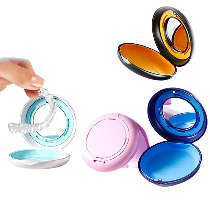 Orthodontic Case Dental Invisible Braces Retainer Box With Mirror Mouth Guard Denture Storage Aligner Case Oral Hygiene Organize