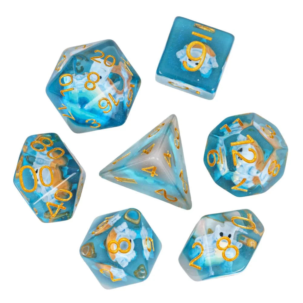Cusdie 7 SKULL DND Dices Transparent D4 D6 D8 D10 D% D12 D20 Polyhedral Dice Set for D&D Pathfinder Role Playing Board Games