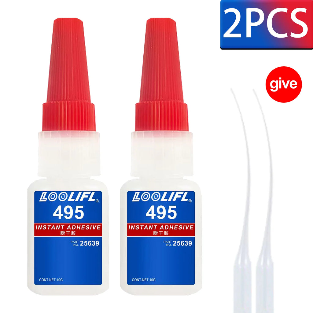LOOLIFL 5PCS 495 Super Glue Plastic Professional Adhesive TransparentCyanoacrylate Glue Fast Drying Odorless Long Lasting Bondin