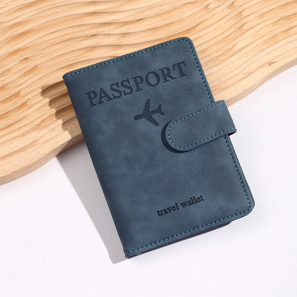 Customized Name PU Men's RFID Passport Holder 2-Style Envelope, Airplane Pattern Printed Anti-Theft Passport Wallet, Minimalist