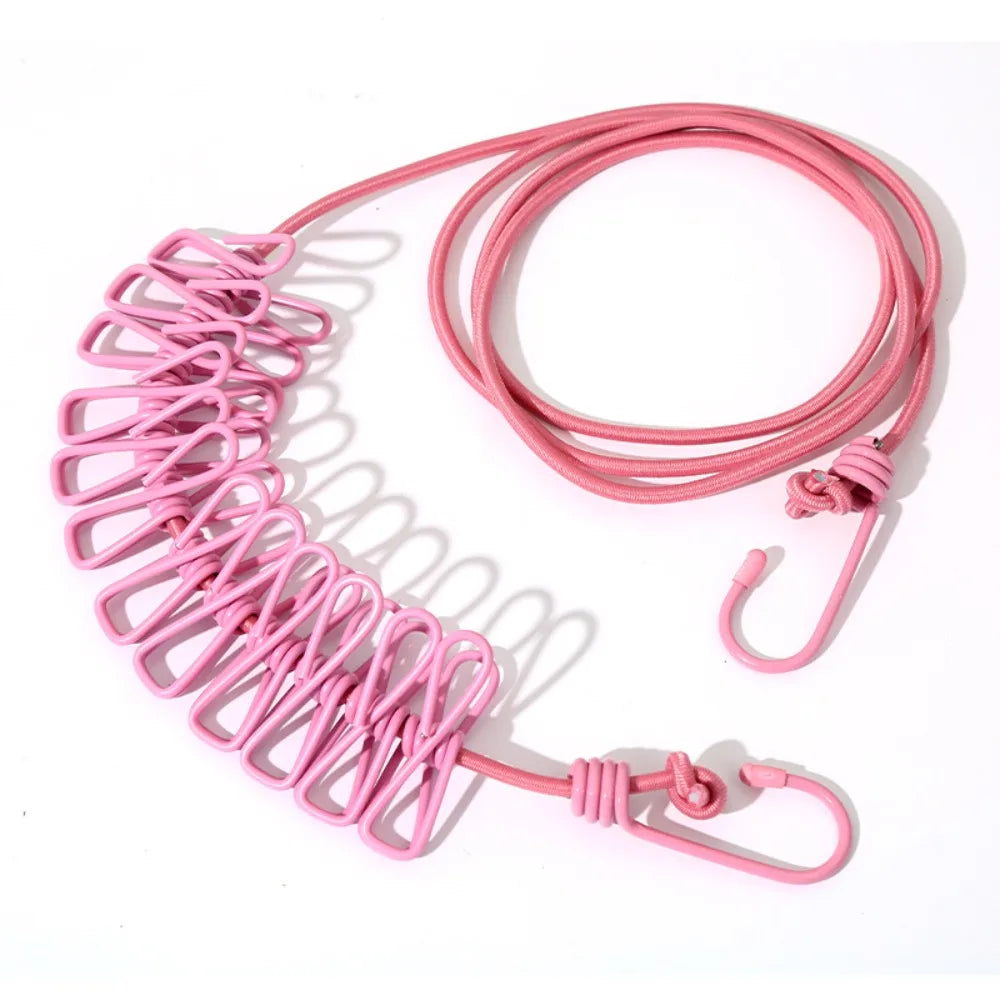 Portable Windproof Clothesline with 12 Clips Colorful Travel Clothesline Clothesline Rope Outdoor